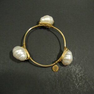 Bourbon & Bowties Pearl Bracelet Bangle Statement Goldtone EUC